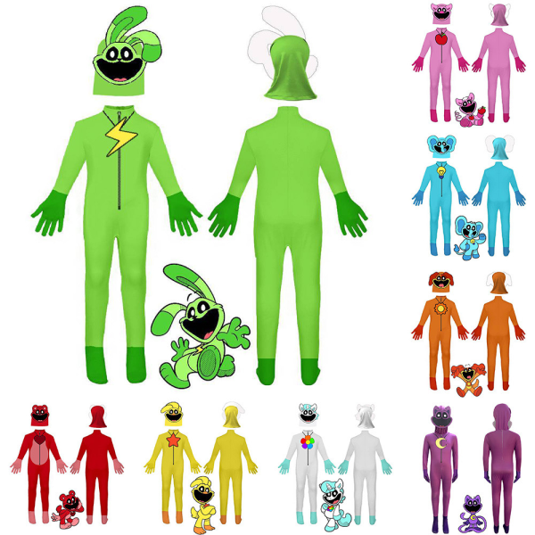 Poppy Playtime Huggy Wuggy Cosplay Kostym Jumpsuit Karneval Fest Fancy Dress Green 130cm