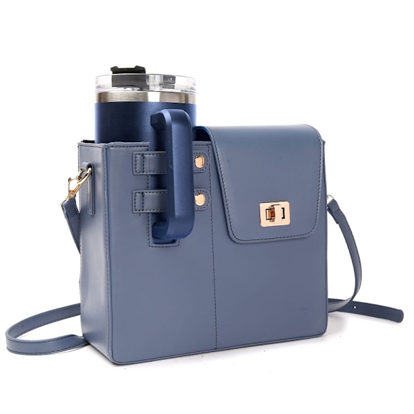 Vattenflaska Väska, Bärbar Crossbody Väska för Vattenkopp, Justerbar Axelrem, Väska med Förvaringsficka för Kvinnor Blue