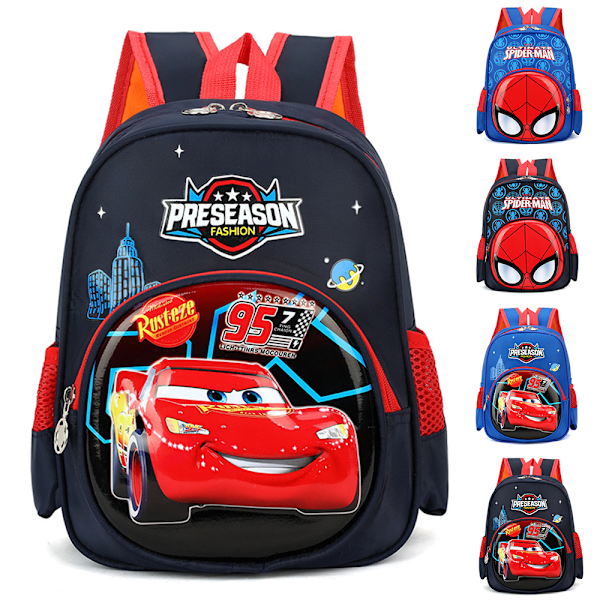 Bilar Spiderman Barn 3D Ryggsäck Serietecknad Skola Väska Studenter Bok Ryggsäck Present A