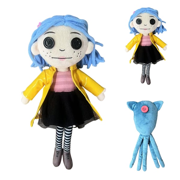 Mjuk plyschdocka Coraline bläckfisk, tecknad film, fylld leksak, barnpresent, prydnad A