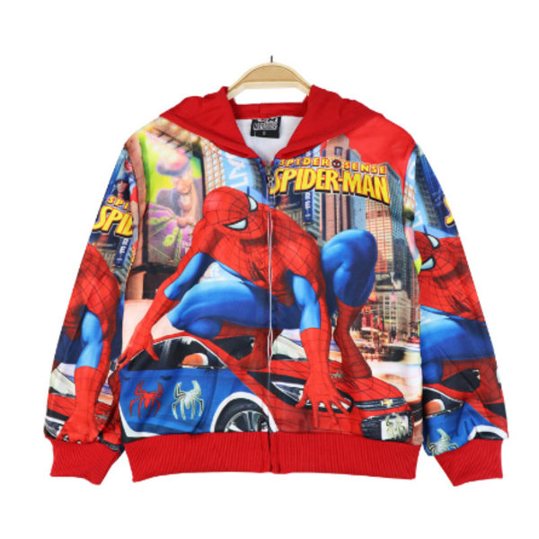 Barn Pojkar Superhjälte Spiderman Hoodie Zipper Coat Jacka Red 8-10 Years