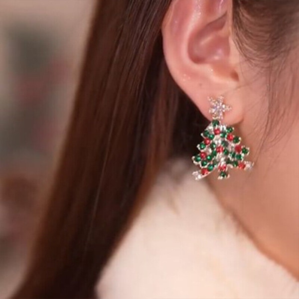 Julgran gnistrande örhängen Star Crystal Ear Stud kvinnor