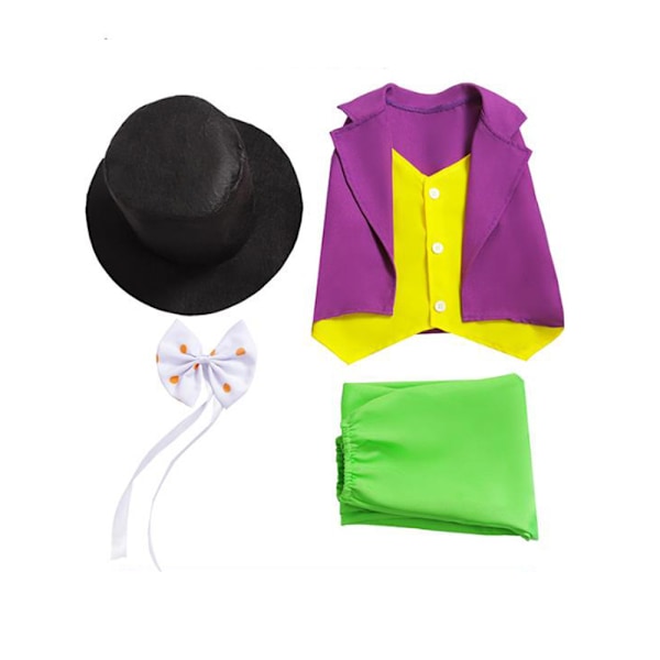 Willy Wonka Oompa Loompa Cosplay-dräkt Halloween Maskeraddräkt Barn Pojkar Kläder #2-Wonka Black Hat M