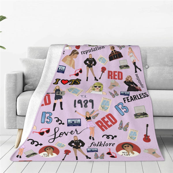 Taylor Swift Mönster Fuzzy Ultra-Mjuk Filt Alla Säsonger Lätt 75*100cm