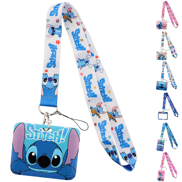 Lilo & Stitch tecknad snodd Arbets- och skols ID-korthållare Halsband Telefon NY D