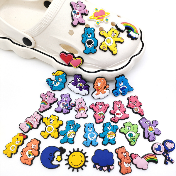 31 STK/ Set Rainbow Bears Croc Shoe Charms Tillbehör för Clog Sandals Dekoration
