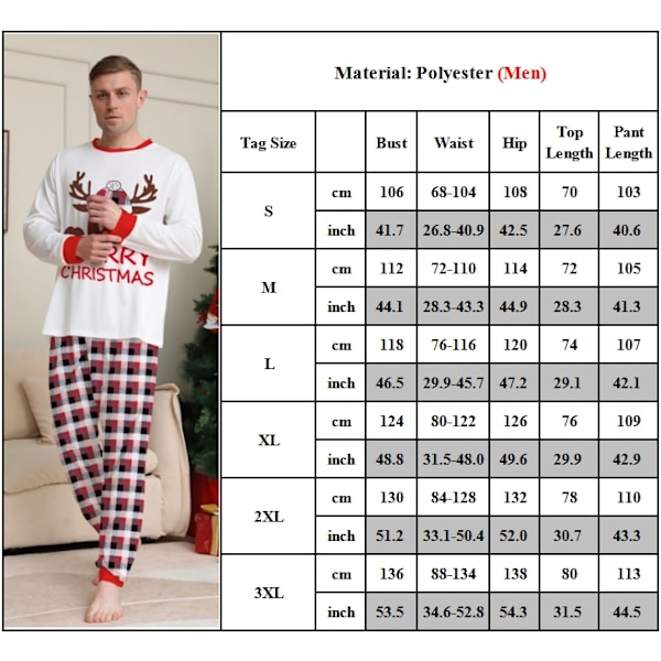 Familjejulpyjamas Matchande Set Vuxna Barn Baby Julmatchande Jammies Semester Julsovkläder Set Men L