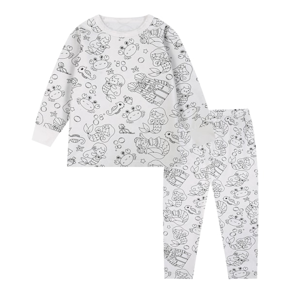 Barnens DIY Handmålade Färgbara Pyjamas Set Pojkar Flickor Färg Pyjamas med Markörer Rolig Färg Mig 2-Delar Set G 6T