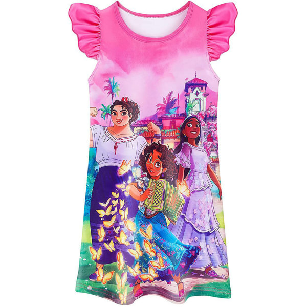 Encanto Cartoon ärmlös nattklänning Sovkläder Barn Flickor Rosa 3-4 år = EU 92-98