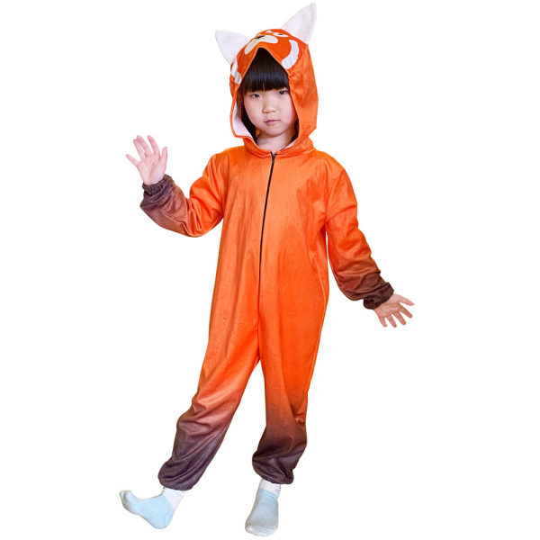 Kids Turning Red Cosplay Dräkt Djur Röd Panda Jumpsuit present 110cm