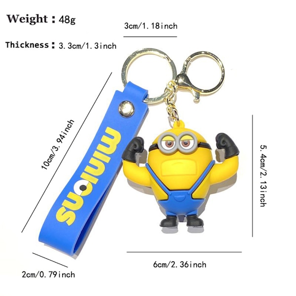 Söt Despicable Me/Minions The Rise of Gru 3D Nyckelring Nyckelring Anime Väske Hänge Nyckelring Tillbehör E