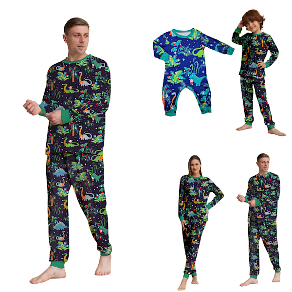 Familjejulpyjamas Matchande Set Dinosaurie Tryck Julmatchande Pyjamas för Vuxna Barn Semester Hem Jul Familjesömnset Kids 3-4Years