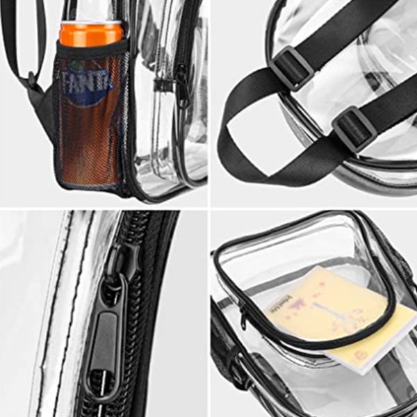 Genomskinlig miniryggsäck med 2 vattenhållare Dragkedja axelväska för konsertsport