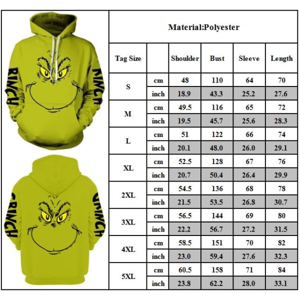 Jul Grinch 3d Print Hoodies Herr Dam Sweatshirt Pullover 4XL