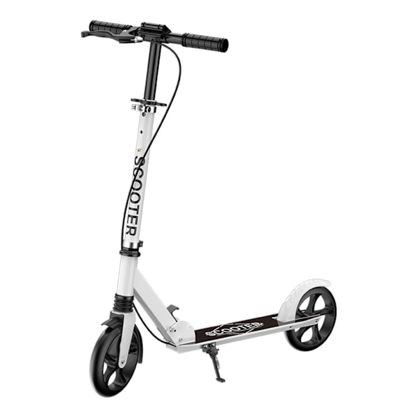 Hopfällbar sparkcykel för vuxna, justerbar höjd, med handbroms PU-hjul barnpresenter, vit