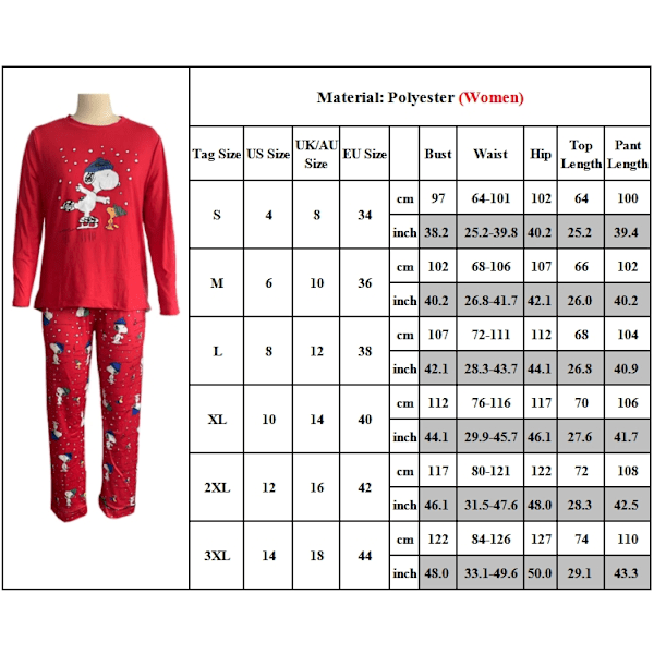 Familjematchande Julpyjamas Set Julmotiv Tryckt Nattkläder Julpyjamas Set för Par och Barn Women M