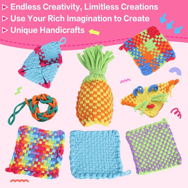 1 Set Vävstol Kit med Regnbågsfärgade Loopvirknålar för Nybörjare DIY Konst & Hantverk Grytunderlägg Handgjort
