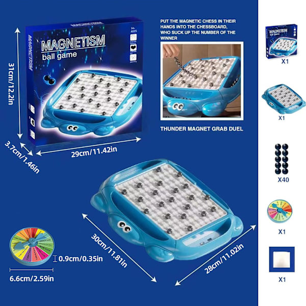 Uppgraderad Magnetisk Schackspel STF9 Set, Magnetbrädesspel med 40 Magnetiska Stenar, Strategispel, Familjespel Partyspel för Barn och Vuxna 40PCS