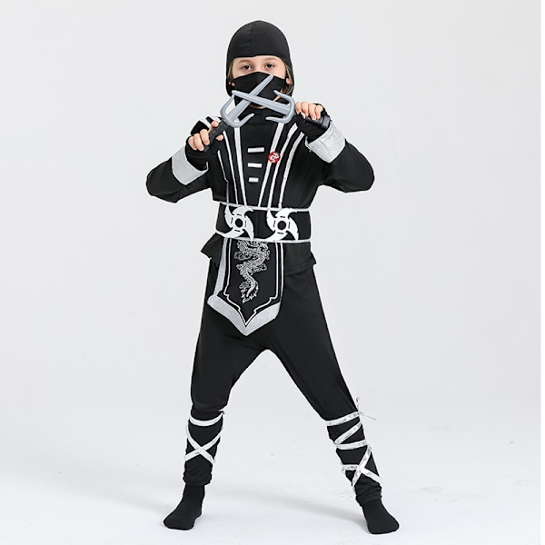 Fun World Svart Ninja Halloween Maskeradkostym för Barn, Små Pojkar E M