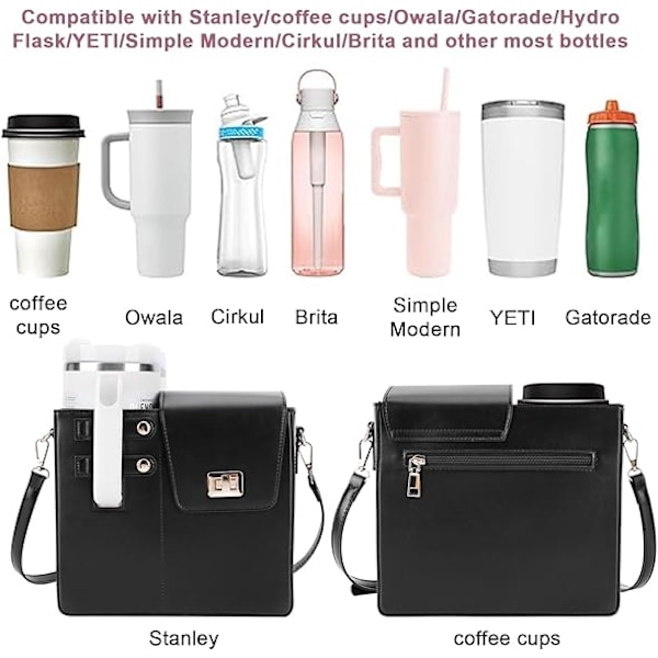 Vattenflaska Väska, Bärbar Crossbody Väska för Vattenkopp, Justerbar Axelrem, Väska med Förvaringsficka för Kvinnor White