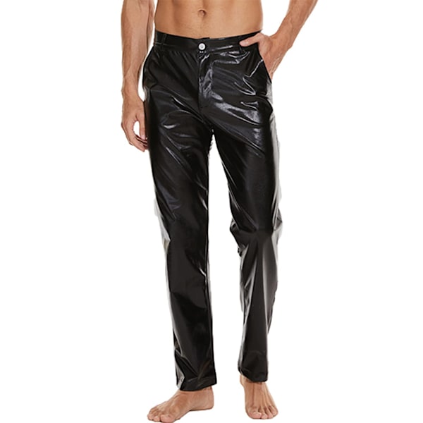 Herrar Blanka Paljettbyxor Raka Ben Nattklubb Fest Dans 70-tals Byxor Black XL