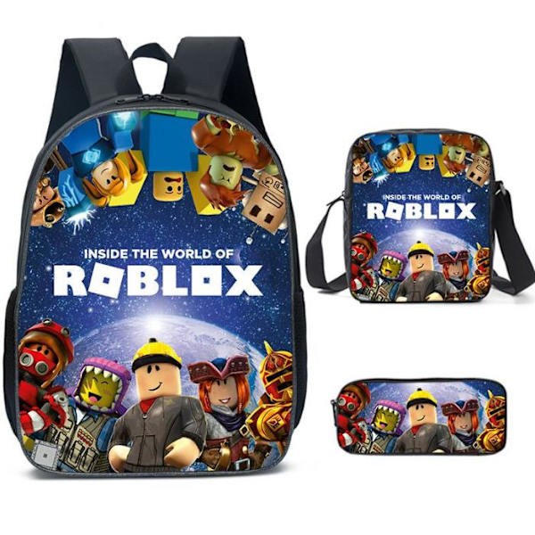 Roblox Tryckt Ryggsäck Ryggsäck Axelväska Pennfodral Skolstudent Lunchväska A