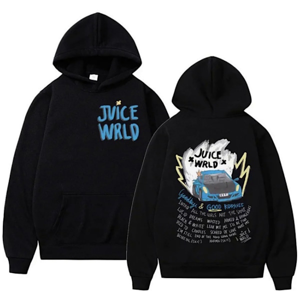 Kvinnor JUICE WRLD Tryckt Rolig Hoodie Fickor Hooded Sweatshirts 2024 Black 2XL