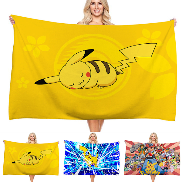 Barn Cartoon Strandhandduk Simma Bad Sommarsemester Mjuk Mikrofiberfilt A 75*150cm