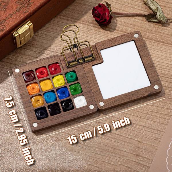 Vattenfärg Reseset, Färgpalett Resekit, Pocketartist Resefärgpalett, Mini Bärbar Vattenfärg Reseset (15 Gri 15PCS