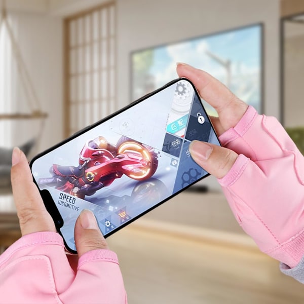 Bärbara värmande fingerlösa handskar med digital display, vinterladdningsbara värmande fingerlösa handskar för kvinnor och män, 3 hastighetsinställningar Red