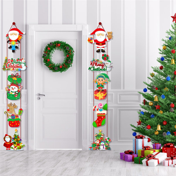 Xmas Merry Christmas Banner hängande vägg utomhus dörr dekoration #3