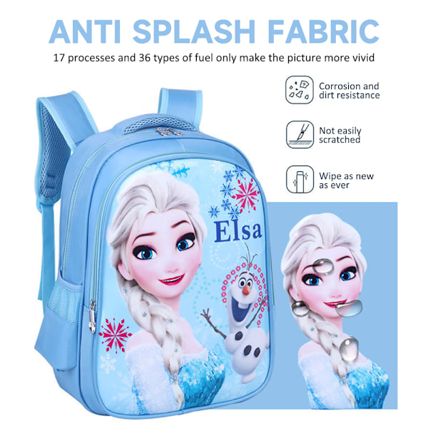Frozen Ryggsäck College Bookbag Lätt Justerbara Remmar Casual Stor Kapacitet Skolväska Flickor & Pojkar Blue 32x20x43cm
