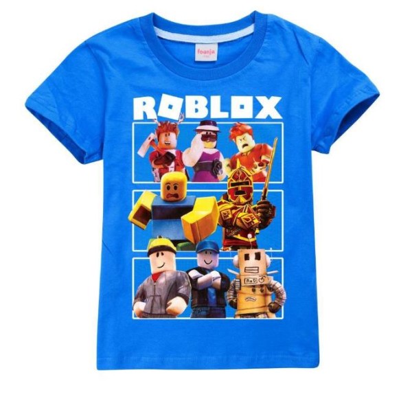 Roblox T-shirt med tryck för barn, pojkar och flickor, kortärmad skjorta, sommartopp, strand Dark Blue 9-10 Years