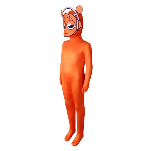 Sprunki Incredibox Cosplay Dräkt för Vuxna & Barn - Spelkostym Jumpsuit Mask Deluxe Halloween Kostym Cartoon Bodysuit Jumpsuit Orange 130cm