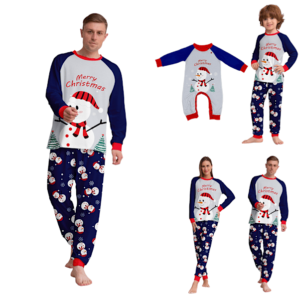 Julpyjamas för familjen Jul-pyjamas Matchande set Snögubbe-tryck för vuxna barn baby hund Jul-sovkläder Baby 9-12M