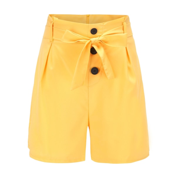 Kvinnors sexiga hög midja Casual Shorts Hot Pants Knapp Slim Fit yellow 5XL