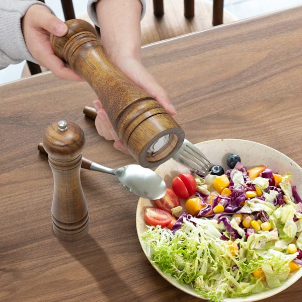 Kryddkvarn i trä, pepparkvarn saltkvarn, keramisk kvarn, manuell, trä, med justerbar