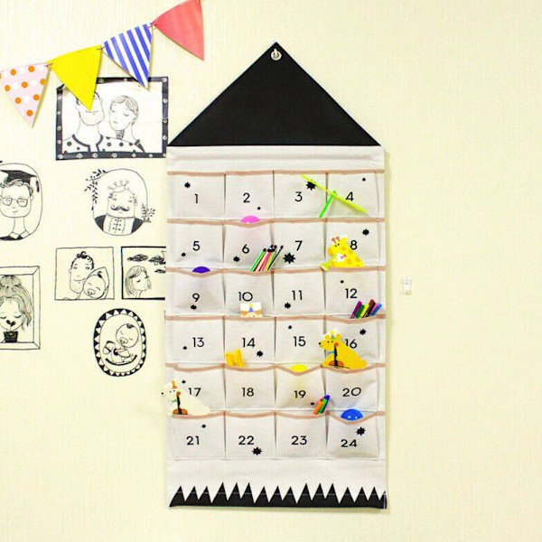 Fyll-din-egen tyg adventskalender för jul jul vägg hängande fickor