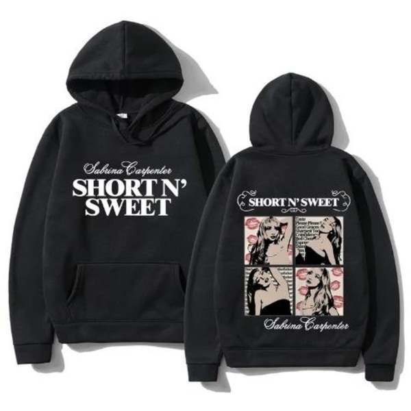 Sabrina And Carpenter Merch Hoodie Tryckt Sweatshirt Kvinnor/Män Vinter Långärmad Tröja Black 3XL