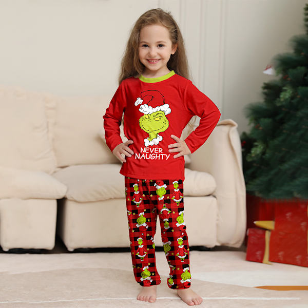 Grinch julpyjamas familjematchande sovkläder vuxna nattkläder Girls 10T