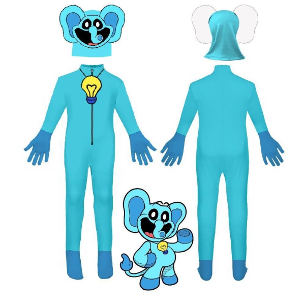 Poppy Playtime Huggy Wuggy Cosplay Kostym Jumpsuit Karneval Fest Fancy Dress Sky blue 140cm