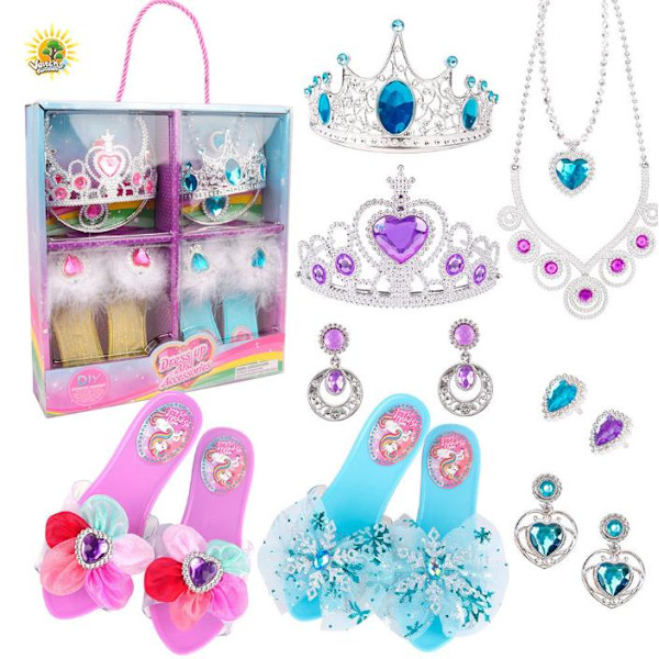 Prinsessaskor Klänningsspel - Inkluderar Prinsessaskor för Flickor Halsband & Örhängen! Perfekt Lilla Flickans Leksaker Rollspel Lekset E