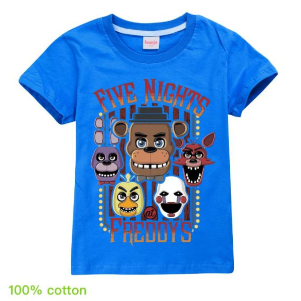 Fem nätter på Freddy's T-shirt Barn Pojke Kortärmade T-shirts Sommar Toppar Strand Blue 13-14 Years