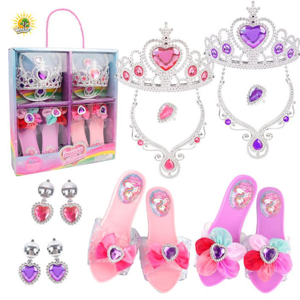 Prinsessaskor Klänningsspel - Inkluderar Prinsessaskor för Flickor Halsband & Örhängen! Perfekt Lilla Flickans Leksaker Rollspel Lekset D