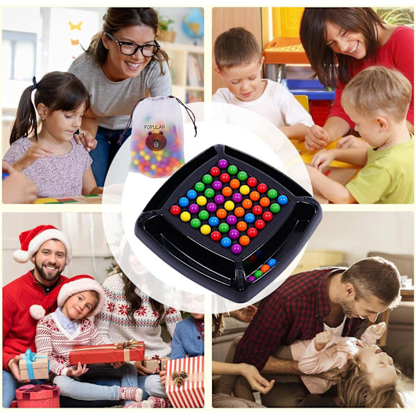 40 st Intellektuella Schackbräde Dubbel Duell Strategispel Schackbräde med 40 Regnbågskulor Roligt Bordsspel Strategispel för Barn & Vuxna, Flerfärgad 40PCS