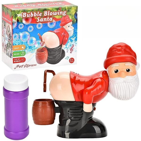 Automatisk bubbelblåsare med ljus och musik - rolig jultomte bubbelleksak Red