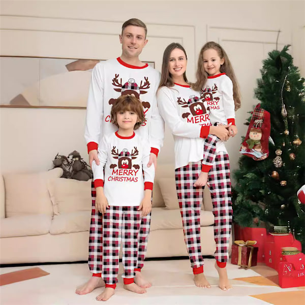 Familjejulpyjamas Matchande Set Vuxna Barn Baby Julmatchande Jammies Semester Julsovkläder Set Men L