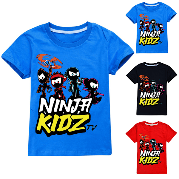 Ninja Kidz TV Gaming T-shirt för barn, pojkar och flickor, kortärmad, sommar, casual Red 150cm