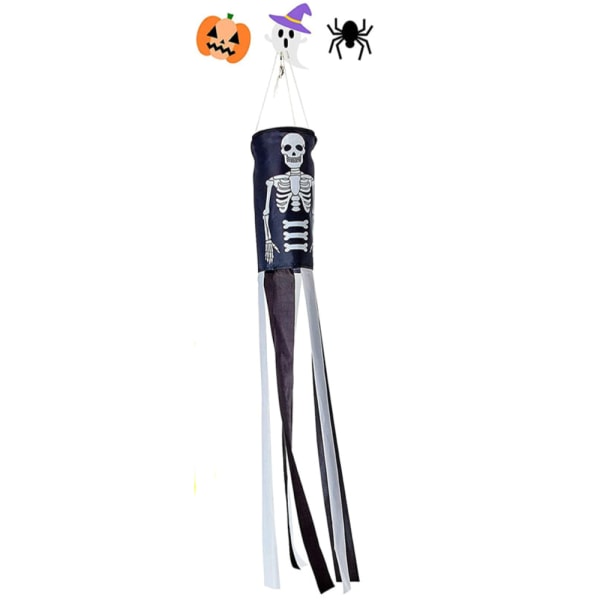 Halloween Vindflöjel Flagga Yard Trädgård Gräsmatta Plug Poles Kid Skeleton