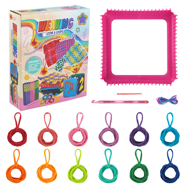1 Set Vävstol Kit med Regnbågsfärgade Loopvirknålar för Nybörjare DIY Konst & Hantverk Grytunderlägg Handgjort